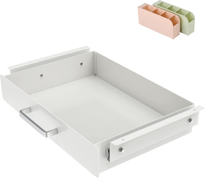 Gome Under Desk Pull-Out Drawer - Storage Organizer Office Mounted, Easy Slide-Out Pencil Drawer for Saving Space, Under Flat-Top Desk Storage Ideal for Sit-Stand Workstation