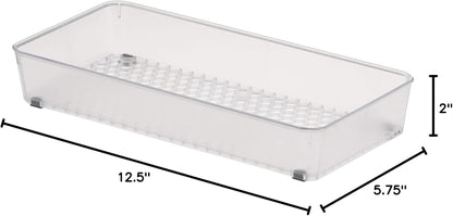 Spectrum Hexa 6 x 12 Drawer Organizer for Kitchen Utensils with Innovative Honeycomb Base Design, Silverware Tray for Cutlery and Flatware Storage, Bathroom Vanity or Desk Solution, Clear Frost
