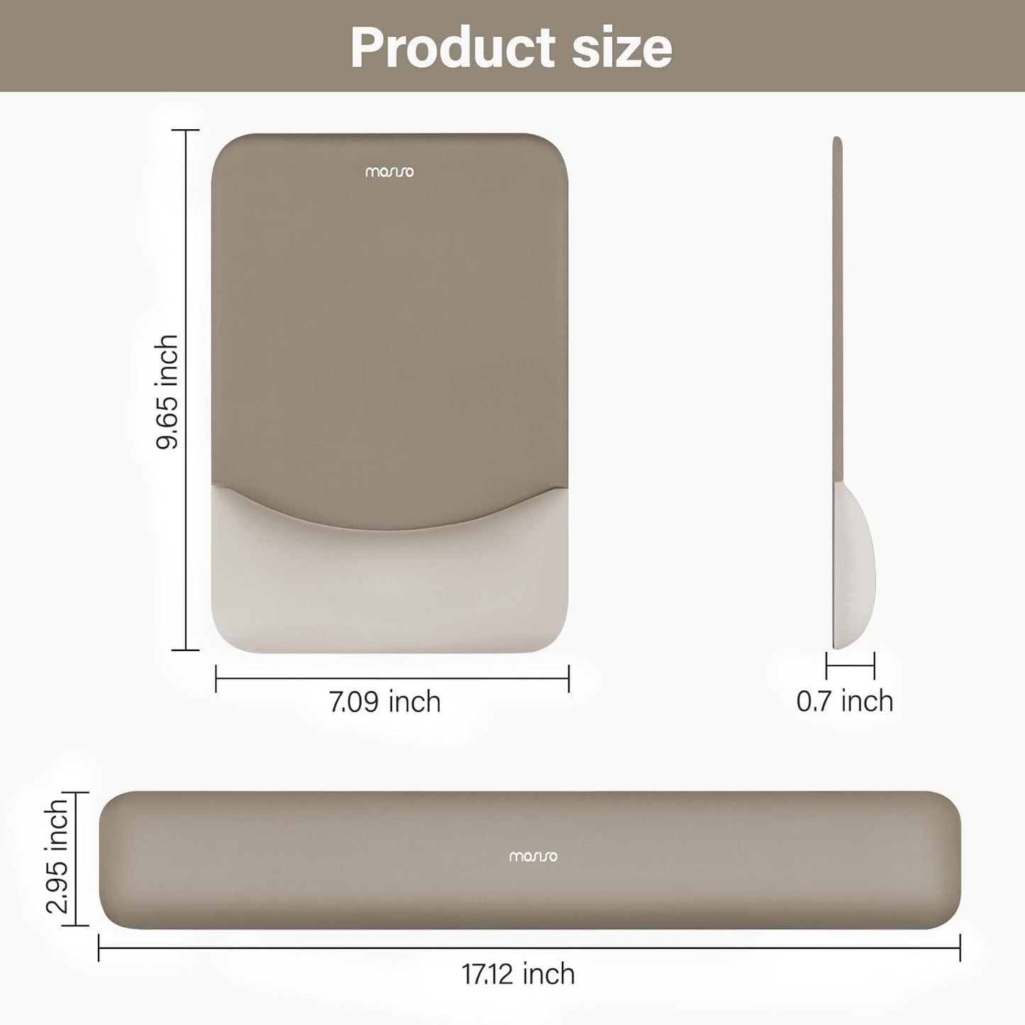 MOSISO Wrist Rest Support for Mouse Pad&Keyboard Set, Rectangular Ergonomic Mousepad Non-Slip Base Home/Office Pain Relief&Easy Typing Pad with Neoprene Cloth&Raised Silicone Lining, Green