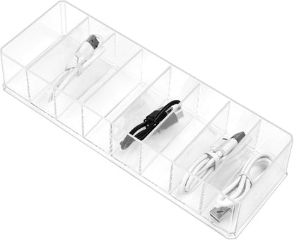 ZEXALOR Clear Drawer Organizer, 6 Sections Eyeglass Sunglasses Organizer Holder, Drawer Dividers Office Desk Tray Bathroom Makeup Jewelry Trays (14×7×1.2")