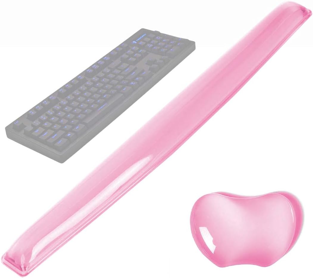 Gel Keyboard Wrist Rest Set Plus - ABRONDA Keyboard & Mouse Wrist Support Pad Office, Computer, Laptop, Mac - Durable, Comfortable and Pain Relief- Black Set