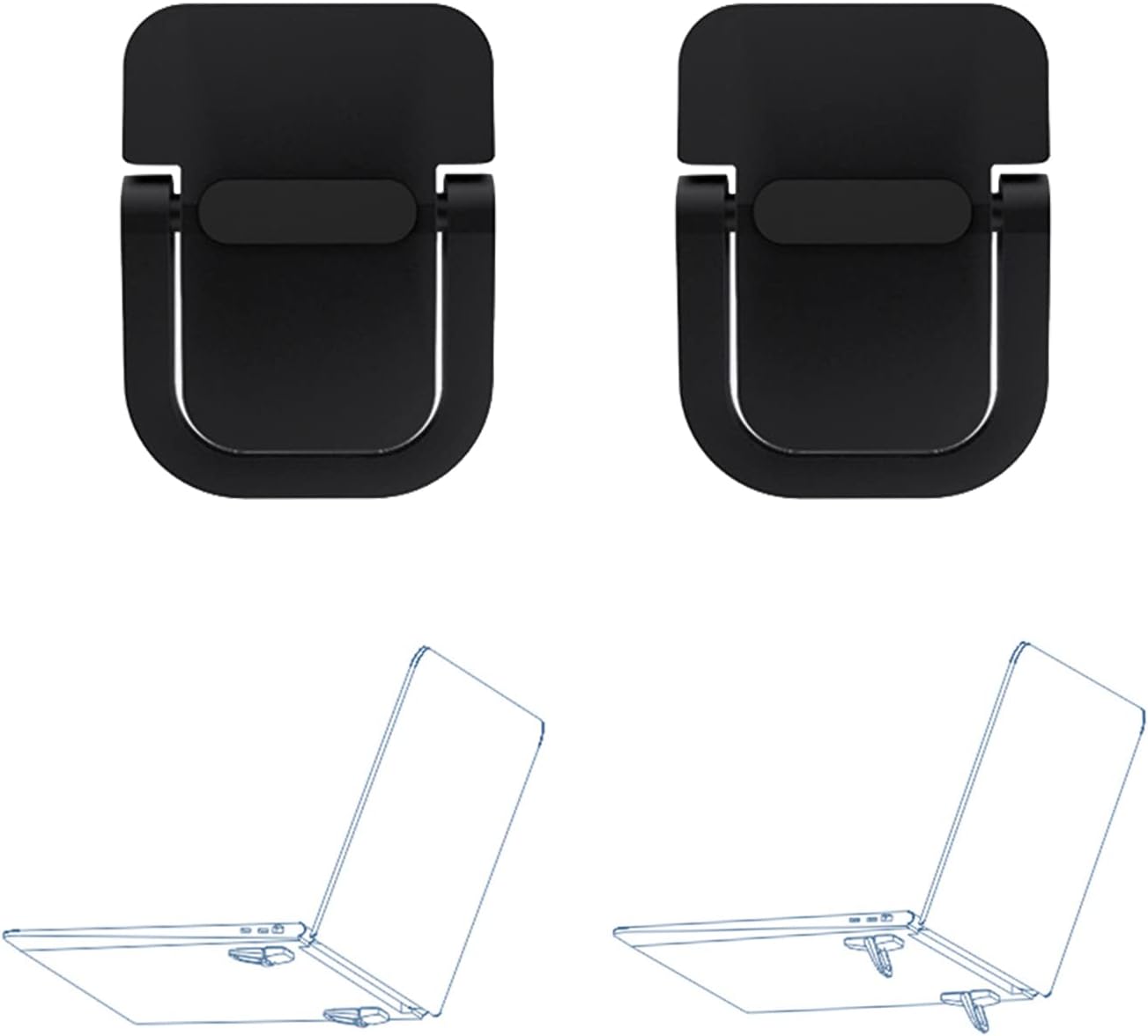 2pcs Keyboard Stands, Mini Laptop Stand for Desk, Portable Laptop Stand Compatible with MacBook Air Pro, Dell XPS, Lenovo, HP More. (Black)
