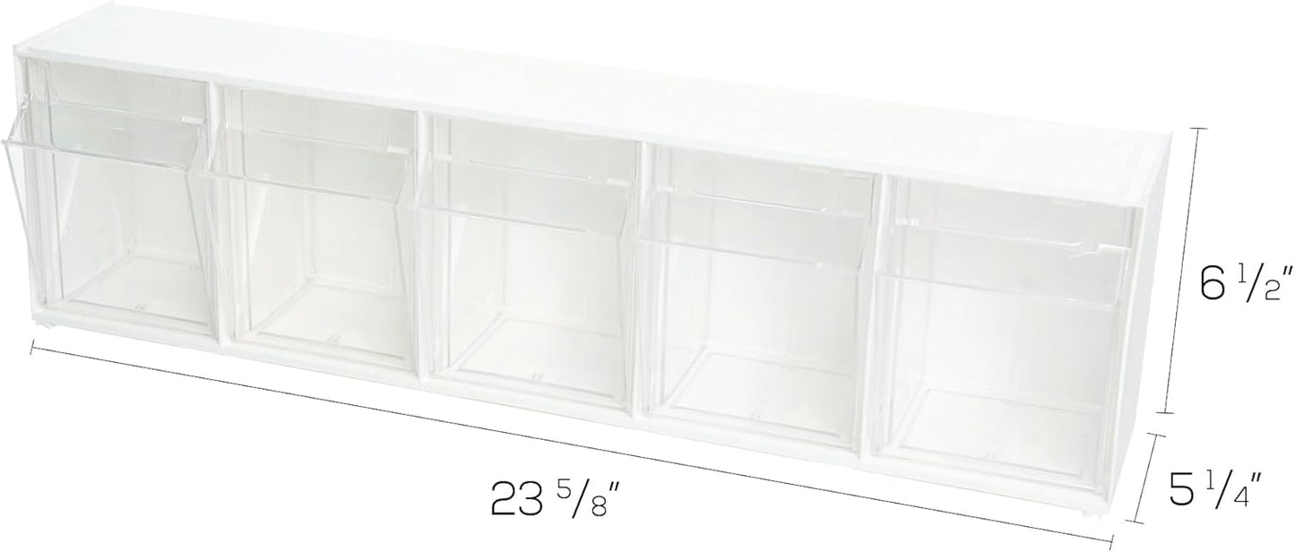 Deflecto Interlocking Tilt Bin, 9 Bin Unit, Clear and White, 23-5/8” x 3-5/16” x 2-5/8” (20903OP)