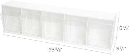 Deflecto Interlocking Tilt Bin, 9 Bin Unit, Clear and White, 23-5/8” x 3-5/16” x 2-5/8” (20903OP)