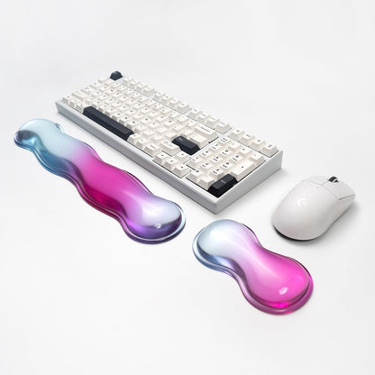 Ergonomic Gel Keyboard and Mouse Wrist Rest Set – Clear Wrist Rest for Computer Keyboard 60%/68%/75%, Comfort & Support for Typing and Gaming (Grey Purple)