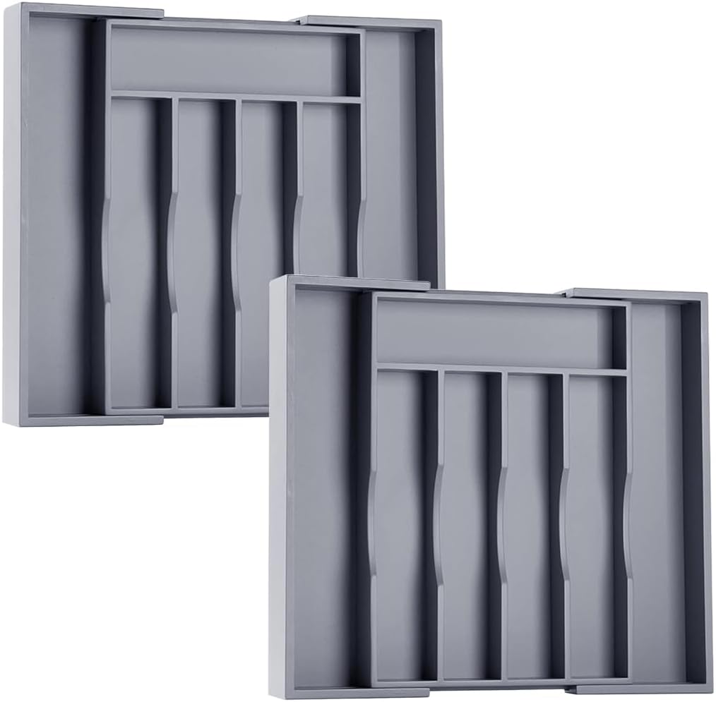 Kitchen Silverware Drawer Organizer and Storage Flatware Cutlery Utensil Holder Spice Rack Containers Bathroom Counter Cabinet Office Desk Makeup Drawer Tray Kitchen and Dining Tools Decor Accessories