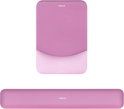 MOSISO Wrist Rest Support for Mouse Pad&Keyboard Set, Rectangular Ergonomic Mousepad Non-Slip Base Home/Office Pain Relief&Easy Typing Pad with Neoprene Cloth&Raised Silicone Lining, Green