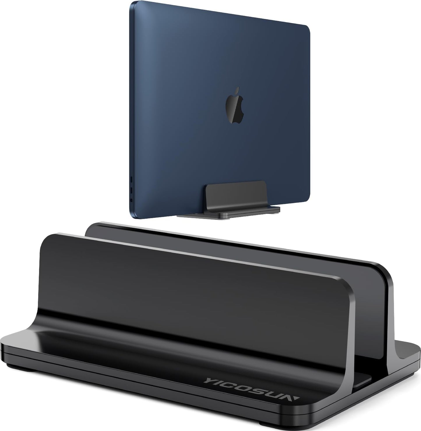 YICOSUN Aluminum Vertical Laptop Stand for Desk - Adjustable Width Dock for MacBook, Surface, Samsung, HP, Dell up to 17.3 inches - Space-Saving & Protective Design - Gray