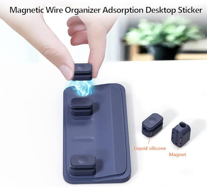Cord Organizer Cable Management Magnetic SHEEAST Multipurpose Cable Holder Desktop Cable Keeper Desk Organization, 5 Clips for USB C Cables, Micro Cables, Sticks to Wood Marble Metal Glass, Gray
