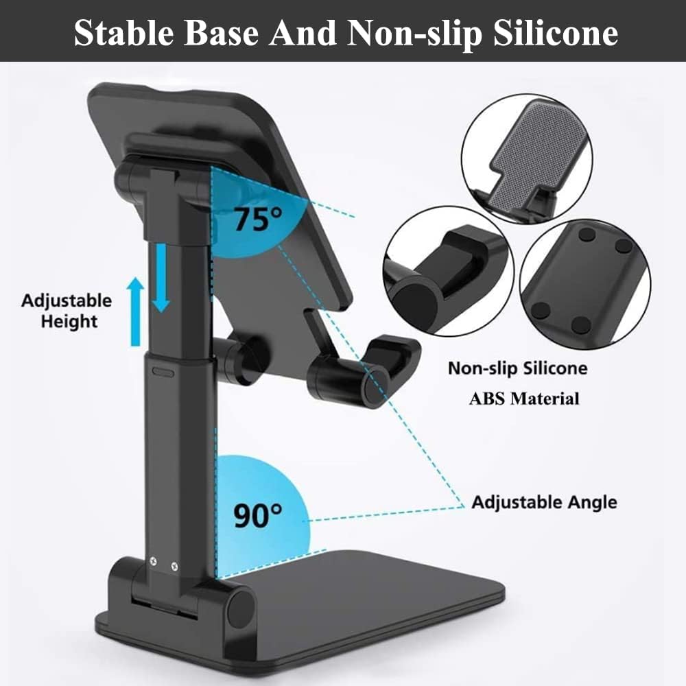 Meetuo 2 Pcs Cell Phone Stand, Adjustable Angle Height Phone Stand for Desk, Fully Foldable/Portable Phone Holder, Compatible for iPhone 16/15/14/13/12/Smartphones