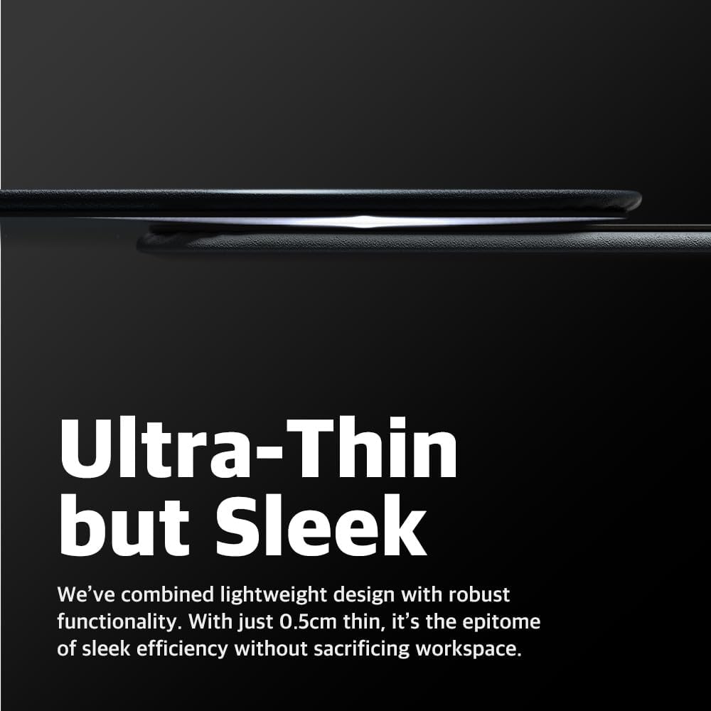 POUT H3 Wireless Charging Mouse Pad – Qi-Enabled Fast Charger Built into Sleek Desk Mat, Compatible with Phones, Earbuds & More(Dust Gray)