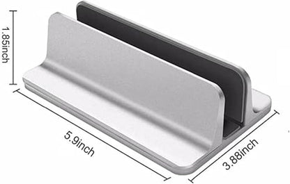 Vertical Laptop Stand Holder, Desktop Aluminum Stand for MacBook with Adjustable Dock Size, Fits All MacBook, Surface, Chromebook and Gaming Laptops (Up to 17.3 inches), Silver