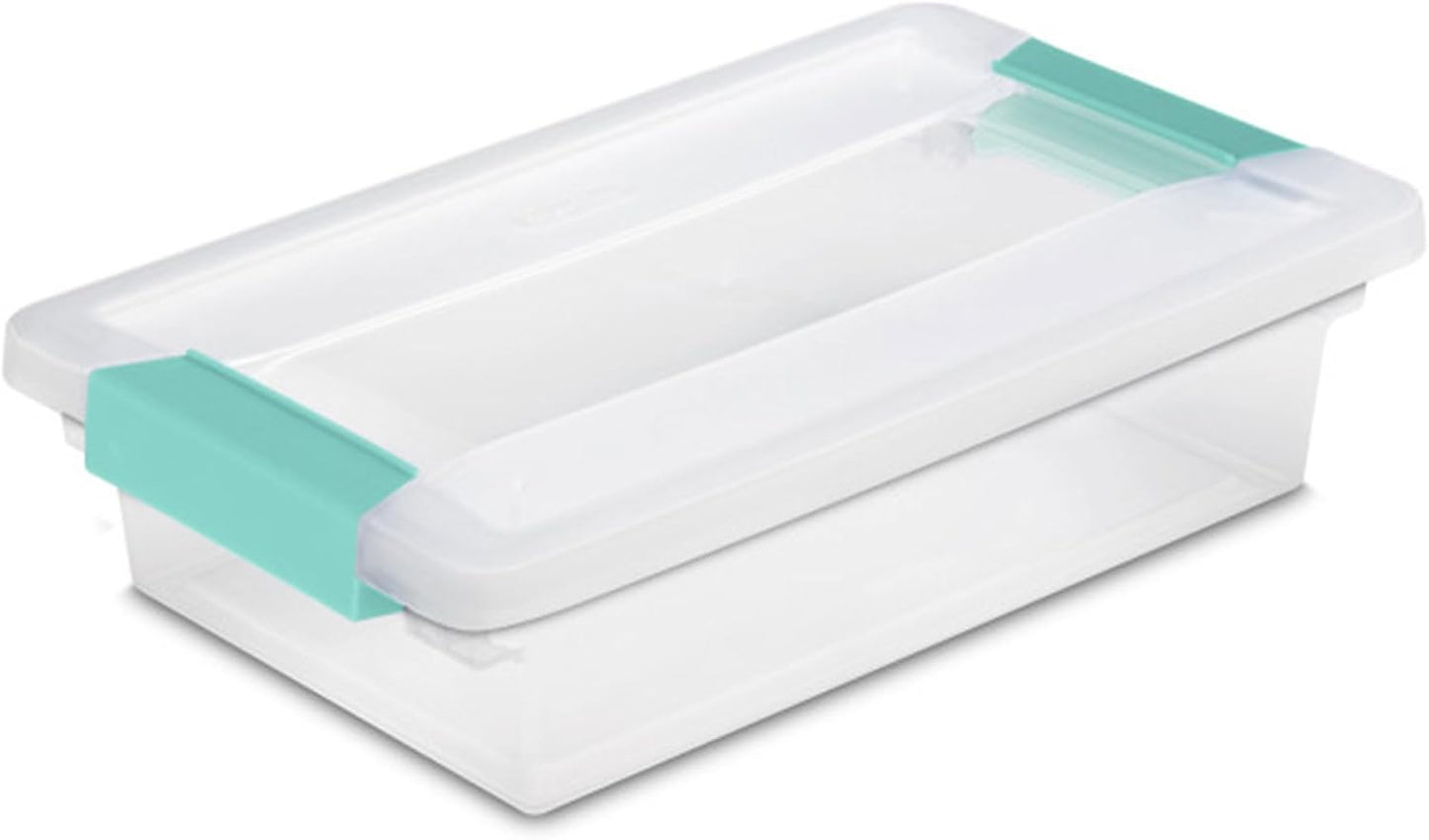 Sterilite 12-Pack Clip Box, Stackable Clear Plastic Bins with Latching Lids, Large - Writing, Arts or Crafts Supplies Storage Containers for Home, Office, Classroom and Workshop Organization