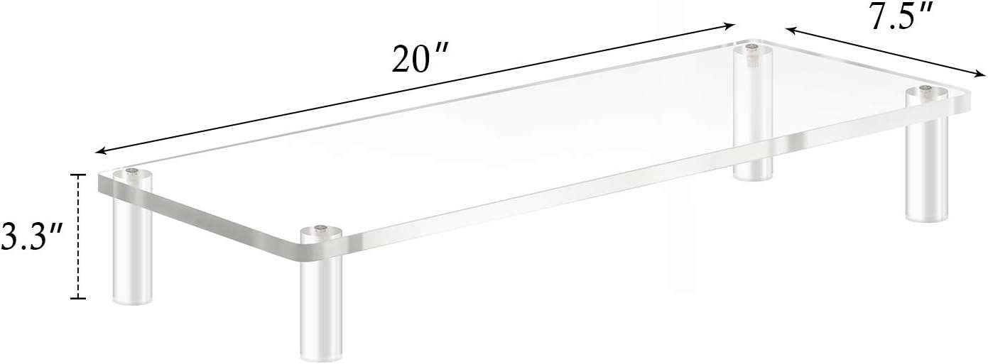Yestbuy Acrylic Monitor Stand Riser, Clear Computer Monitor Riser, Desktop Organizer Stand for Office Accessories, Printer, Notebook, and All Flat Screen Display, Ergonomic Monitor Riser Stand