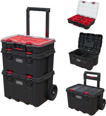Keter Stack-n-Roll Two Drawer Tool Box for Small Parts and Power Tool Accessories, Fits Keter Modular Tool Storage System