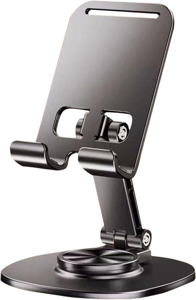 Dual Folding Cell Phone Stand Fully Adjustable Foldable Desktop Phone Holder Cradle Dock, Thick Case Friendly, Compatible with All Phones (Grey)