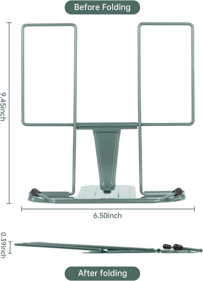 Honagu Book Stand for Reading, Adjustable Reading Rest Book Holder, Documents Holder, Sturdy Typing Stand for Recipes Textbooks Tablet Music Books (Green)