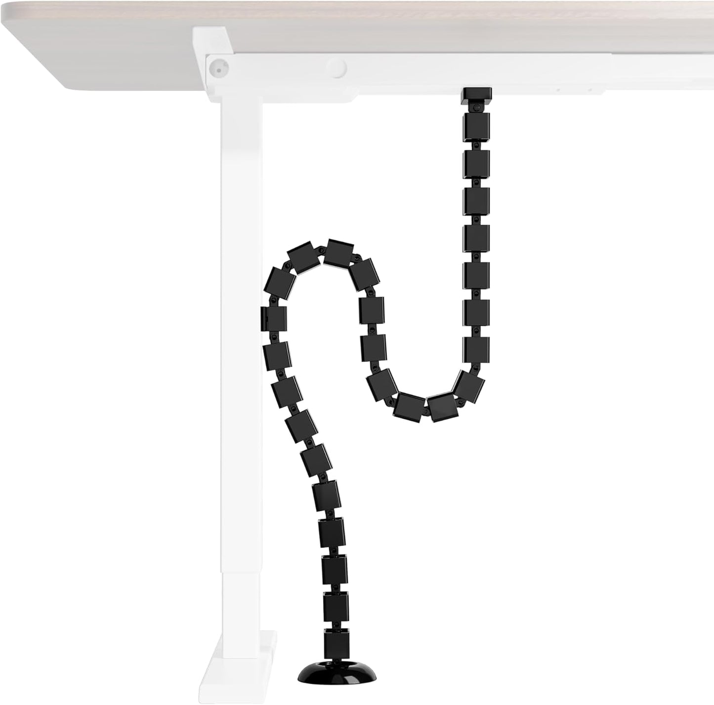 PEGZONE Under Desk Cable Management Spine – Flexible Cable Snake Organizer for Standing Desk, Tool-Free Magnetic Vertebrae Wire Management for 0.4"-2" Table, White