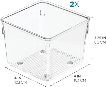 iDesign Plastic Drawer Organizer Bins - Storage for Kitchen, Bathroom, and Desk Drawers - Set of 6 - Clear