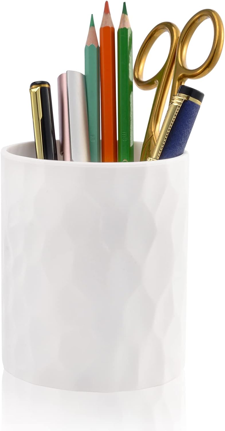 minimaliving Pen Holder,Nordic Style Silicone Waterproof Pencil Holder for Desk Simple&Modern Minimalist Makeup Organizer Multifunctional Office Supplies for Home,Kids and School(Beige)