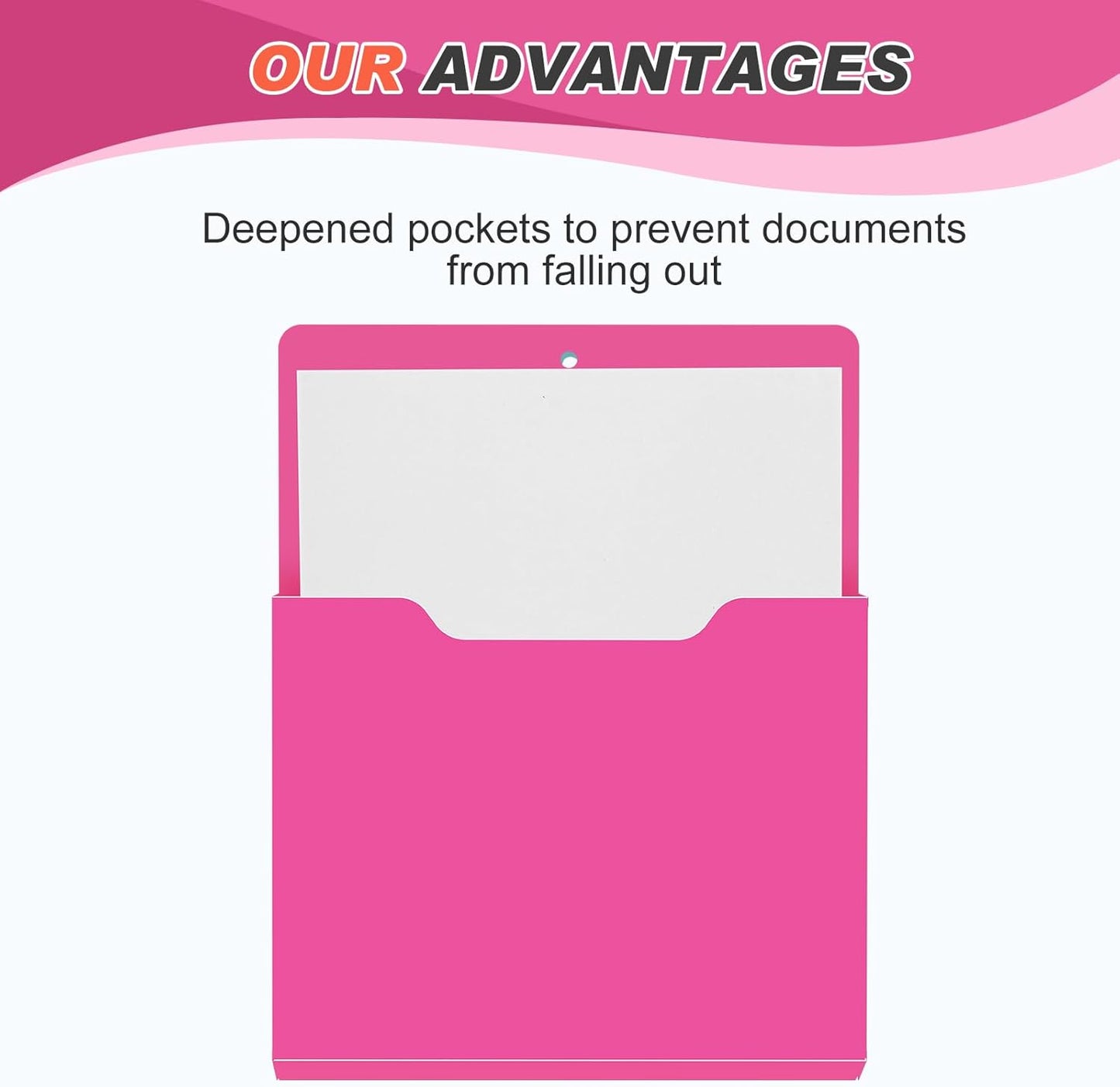 Feifeiya 2 Pcs Magnetic File Folder Wall Hanging Holder Large Pocket Paper Magazine Mail Organizer for Refrigerator Classroom Locker Whiteboard(Vertical,Purple Color,12.2 x 9.4 Inches)