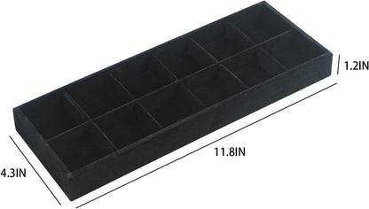 Divided Drawer Organizer Tray, Velvet Jewelry Storage Tray, Necklace Bracelet Ring Earring Display Tray,Bedside Nightstand Desk Holder Tray for Phone Watch Sunglasses Cosmetics Storage/Beige/1grid