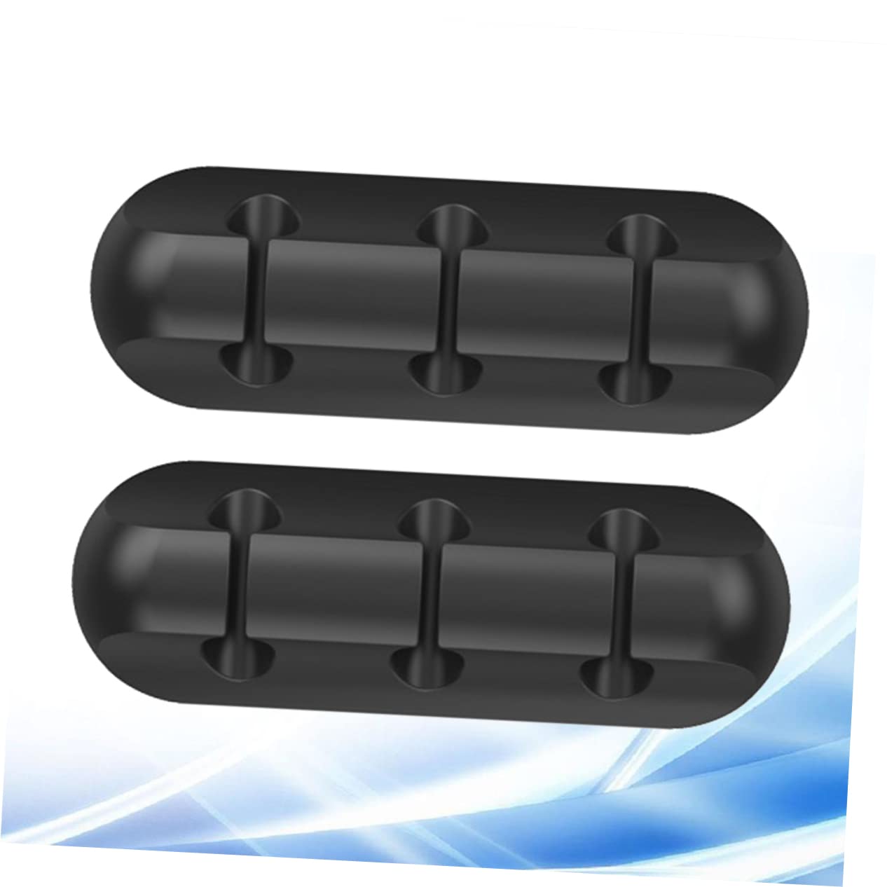 NUOBESTY 2pcs Silicone Cable Holder Clips Rubber Adhesive Cord Hooks for Wall Desk Home Office Efficient Wire Management Organizers Black