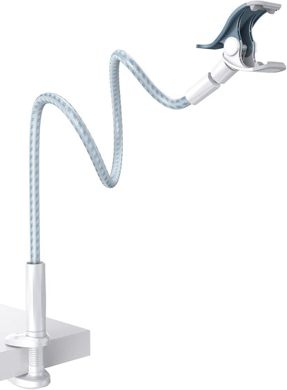 Lamicall Gooseneck Phone Holder Bed - [Nylon Braided] Flexible Arm, 38inch Overall Length, 360 Adjustable Clamp Clip, Overhead Cell Phone Mount Stand for Bed, Desk, 4-7” Cellphone, Gifts