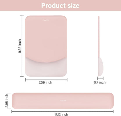 MOSISO Wrist Rest Support for Mouse Pad&Keyboard Set, Rectangular Ergonomic Mousepad Non-Slip Base Home/Office Pain Relief&Easy Typing Pad with Neoprene Cloth&Raised Silicone Lining, Green