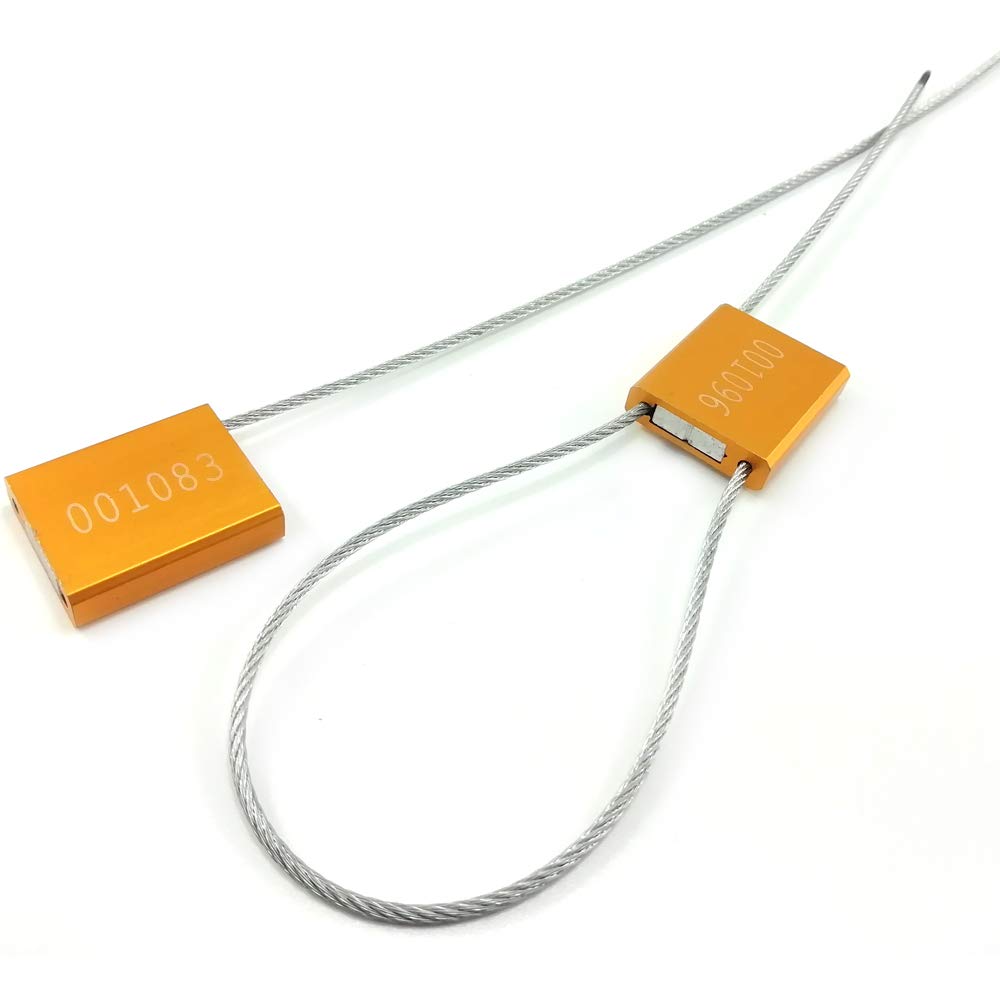 50 Blue Steel Cable Seals Metal High Security Tag Numbered Truck Trailer Seal Anti-Tamper Pull-Tite Security Seal Aluminum Transport Shipping Seal Self-Locking Safety Ties ISO 17712