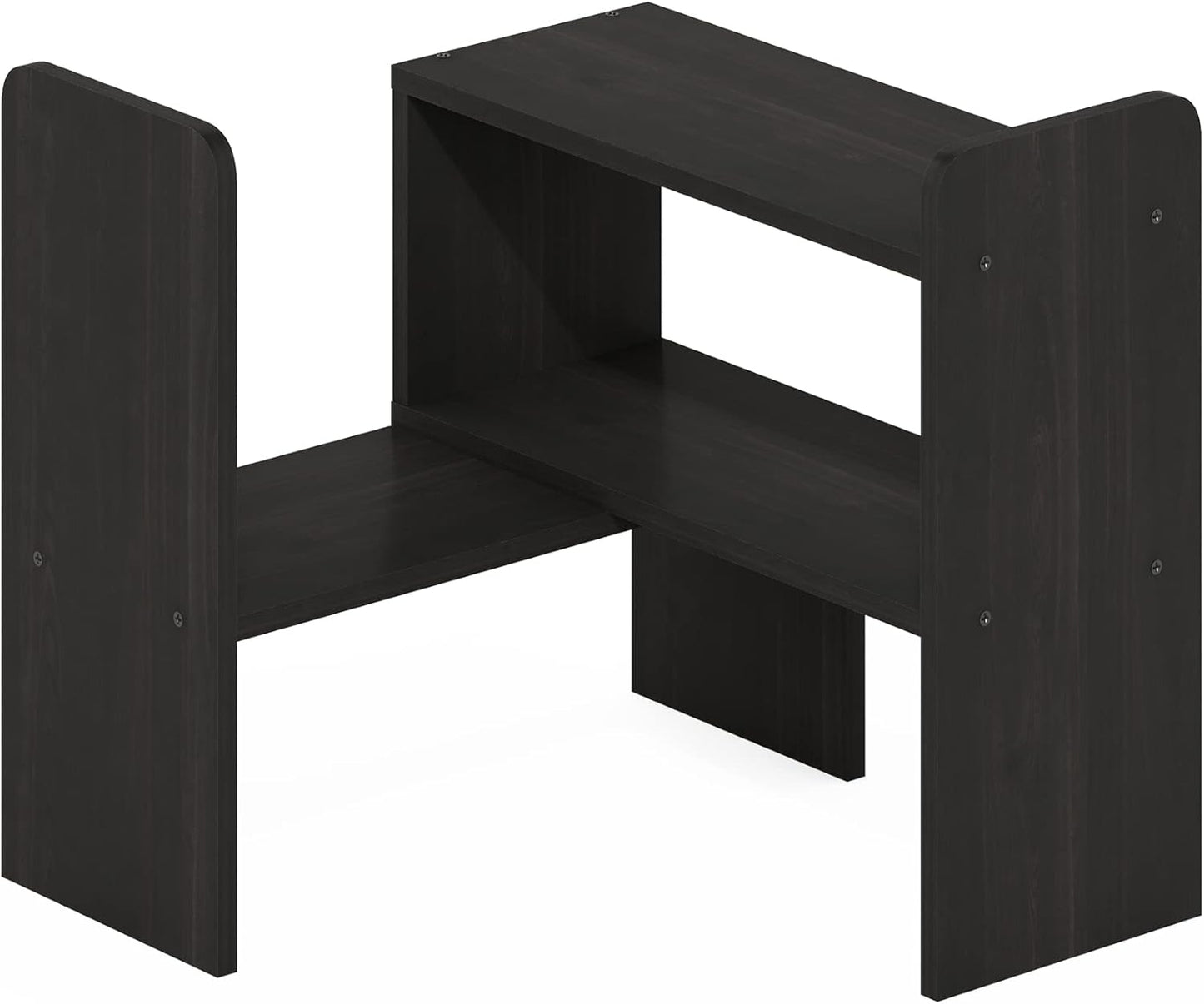 Furinno Classic Desk Organizers and Accessories, 2-Tier Monitor Riser, Office Organization, Desk Top Book Shelf, for Office Supplies, Office Desk Accessories, Dark Espresso