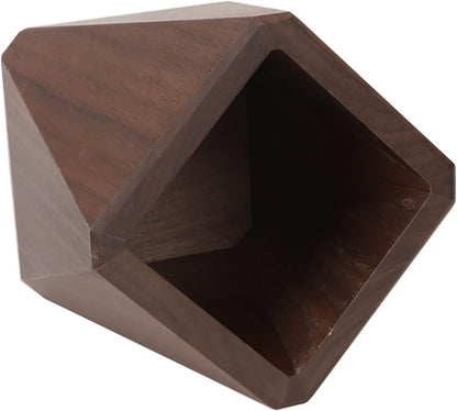 Black Walnut Wooden Pencil Box, Multiple-Use Desk Writing Stationary Organizer Wood Pen Holder Cups Office School Supplies Storage (Prismatic Shape)