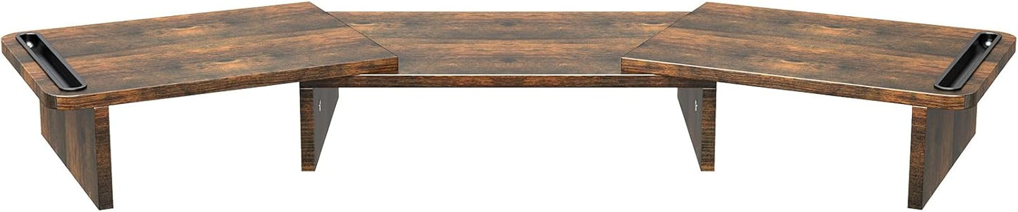 Monitor Stand Riser, 2 Tiers Wood Monitor Riser Stand with Desktop Shelf Storage Organizer, Ergonomic Desk & Tabletop Organizer Desktop Stand for Laptop Computer, MacBook, PC(Rustic Brown)