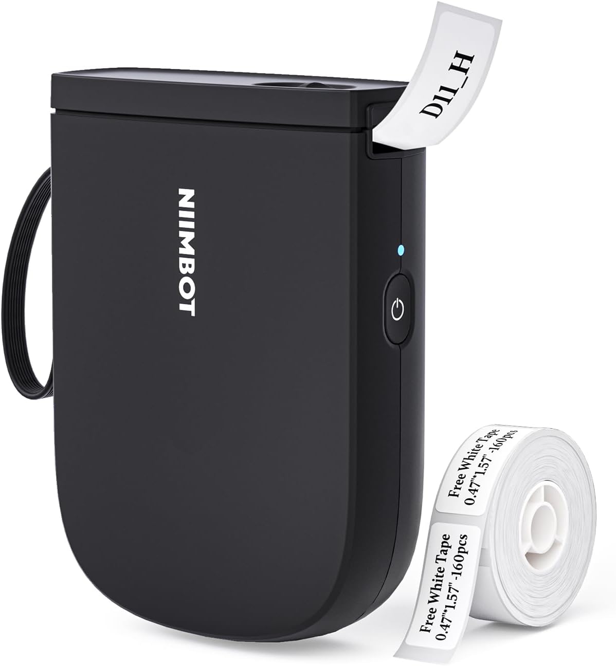 NIIMBOT 300 DPI D11 Label Maker Machine with 1 Tape, Mini Portable Label Printer, Bluetooth Thermal Label Printer Sticker Labeler for Office Home Kitchen School Organization, White