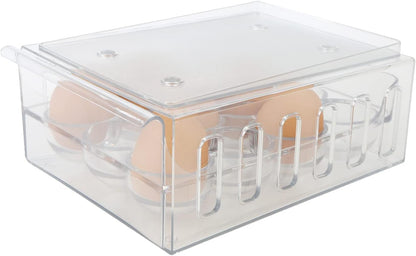 Mind Reader Egg Storage Drawer for Refrigerator, Fridge Organizer, Stackable, Bin, 6.75"L x 8.75"W x 3.5"H, Set of 2, Clear