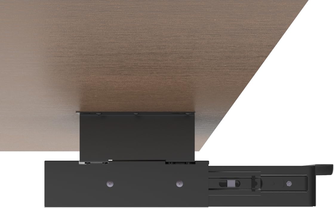 Under Desk Drawer Sliding Out Attachment with Shell, 15.6" x 10" x 5.07" Pull Out Lockable Drawer Storage Organizer with Cable Mangement for Workbench or Standing Desk with High Crosspiece