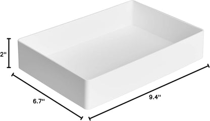 Amazon Basics Rectangular Plastic Desk Organizer with Storage Trays, Accessory Tray for Office Supplies and Pen Holder, 9.4 x 6.7 x 2 inch, Black