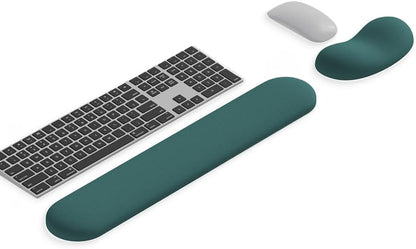 Ergonomic Wrist Rest Set for Keyboard and Mouse | Cooling Gel & Slow-Rebound Memory Foam Palm Support Pad | Luxe Leather, Minimalist, Non-Slip PU Base for Office, Laptop & Gaming (03White)
