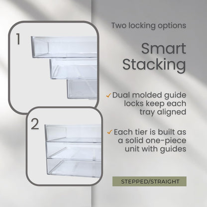 Acrimet 3 Tier Paper Organizer Letter Tray - Plastic Stackable Desk File Organizer, Front Load Paper Sorter Organizer for Letter/A4 Office File Folder Holder - Clear Crystal