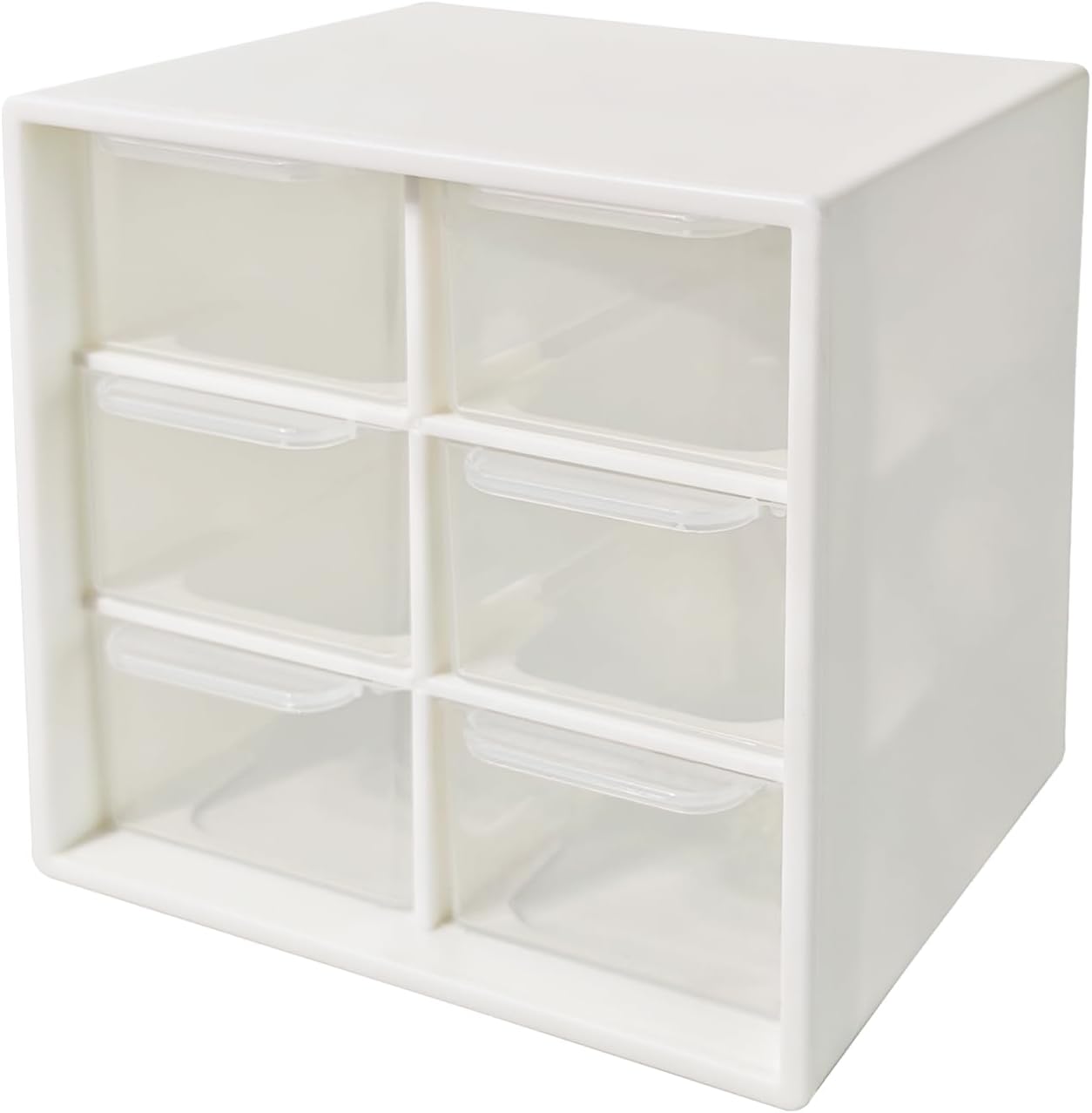 Small Drawer Organizer for Desk, 4.7" x 4.7" x 3.8" Small Desktop Organizer with 6 Drawers, Plastic Storage Box for Office, Classroom, Craft and Home Organization