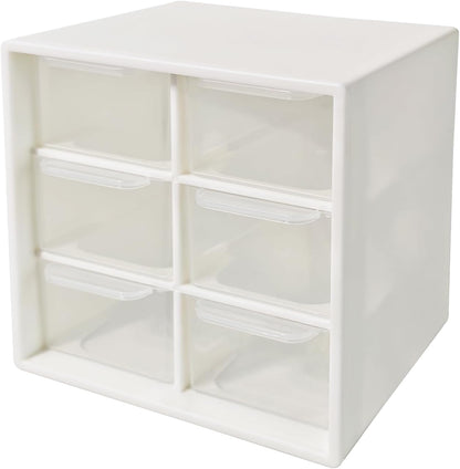 Small Drawer Organizer for Desk, 4.7" x 4.7" x 3.8" Small Desktop Organizer with 6 Drawers, Plastic Storage Box for Office, Classroom, Craft and Home Organization
