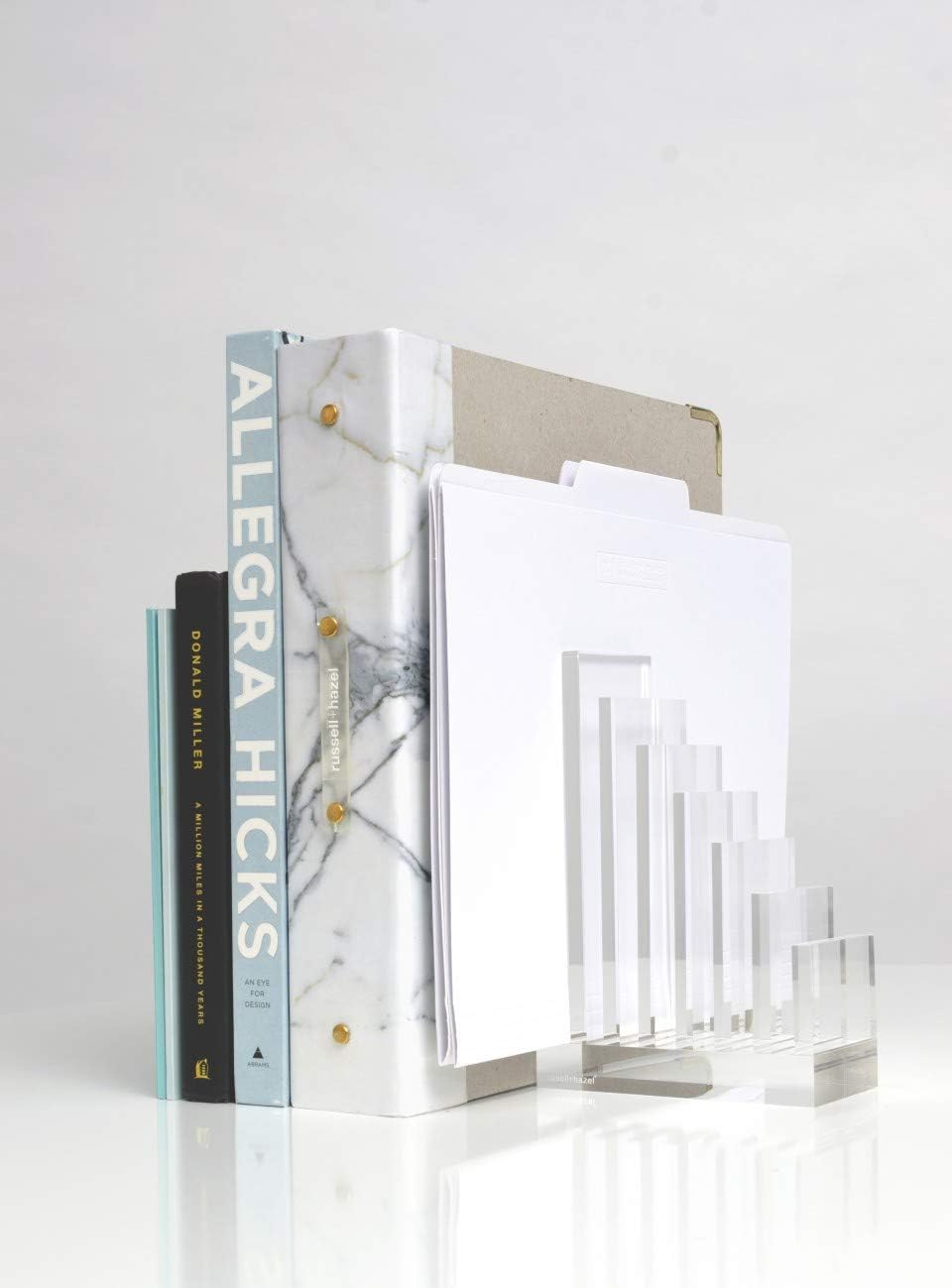 russell+hazel Acrylic Compartment Bloc, 12” x 4” x 1.5," 3 Moveable Dividers, 1 Count, 98141