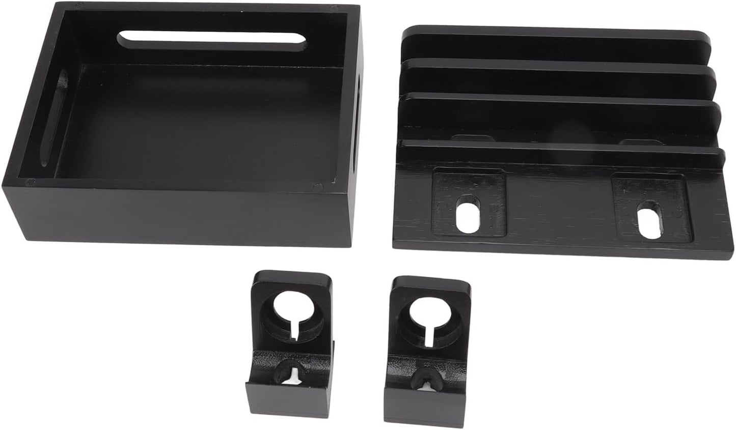 Wooden Charging Station for Multiple Devices - 5 Port USB Desktop Organizer with Watch Holder, Compatible with Phones Tablets Electronics (Black, 11.3x13x17cm/4.4x5.1x6.7in)