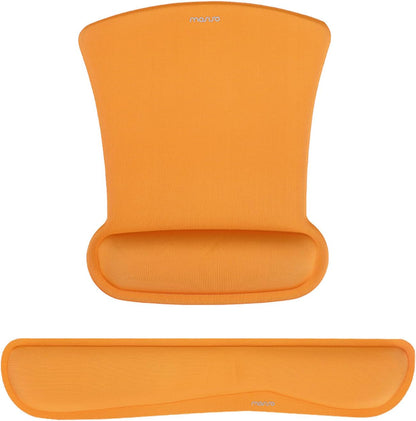 MOSISO Wrist Rest Support for Mouse Pad & Keyboard Set, Ergonomic Mousepad Non-Slip Base Home/Office Pain Relief & Easy Typing Cushion with Neoprene Cloth & Raised Memory Foam, Apricot