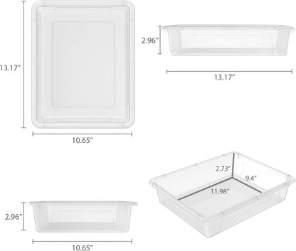 Storex Letter Size Flat Storage Tray – Organizer Bin for Classroom, Office and Home, Clear, 5-Pack (62531A05C), 10 x 13 x 3 Inches