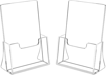 HIIMIEI Brochure Holder 8.5 x 11 inches, Acrylic Flyer Holder with 2 Pack, Plastic Stands for Displaying Magazines, Pamphlets, Literature, Brochures, Booklets, Menu