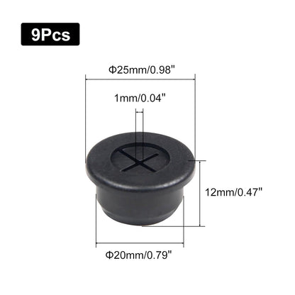 1 Inch Cable Grommet (25mm) – 12 Pcs Flexible Rubber Wire Hole Covers for Server Racks, Network Boxes, Thick Cable Management (Black)