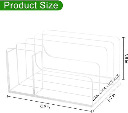 Picowe Acrylic Mail Organizer, 3-Tier Desktop File Holder for Letters, Envelopes, Bills, Paper, Desk Organizer Vertical Letter Sorter for Office and Home