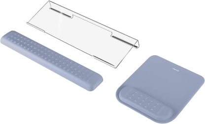MOSISO Computer Keyboard Stand&Wrist Rest Support for Keyboard &Mouse Pad Set, Ergonomic Massage Wrist Rest Set, Easy Typing Working Acrylic Clear Stand for Office Home, Apricot
