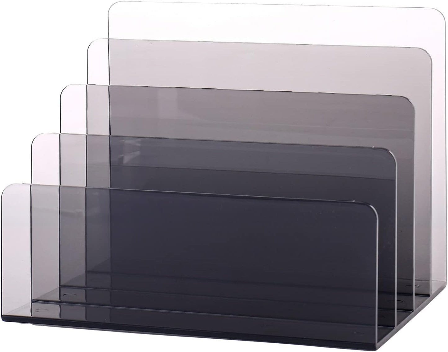 Sooyee File Organizer for Desk, Mail Organizer Countertop,4-Section File Holder for Home Office,Book Organizer,Acrylic Desk Organizer for Letter, Document, Notebook, Binder, Purse, Palette,Clear